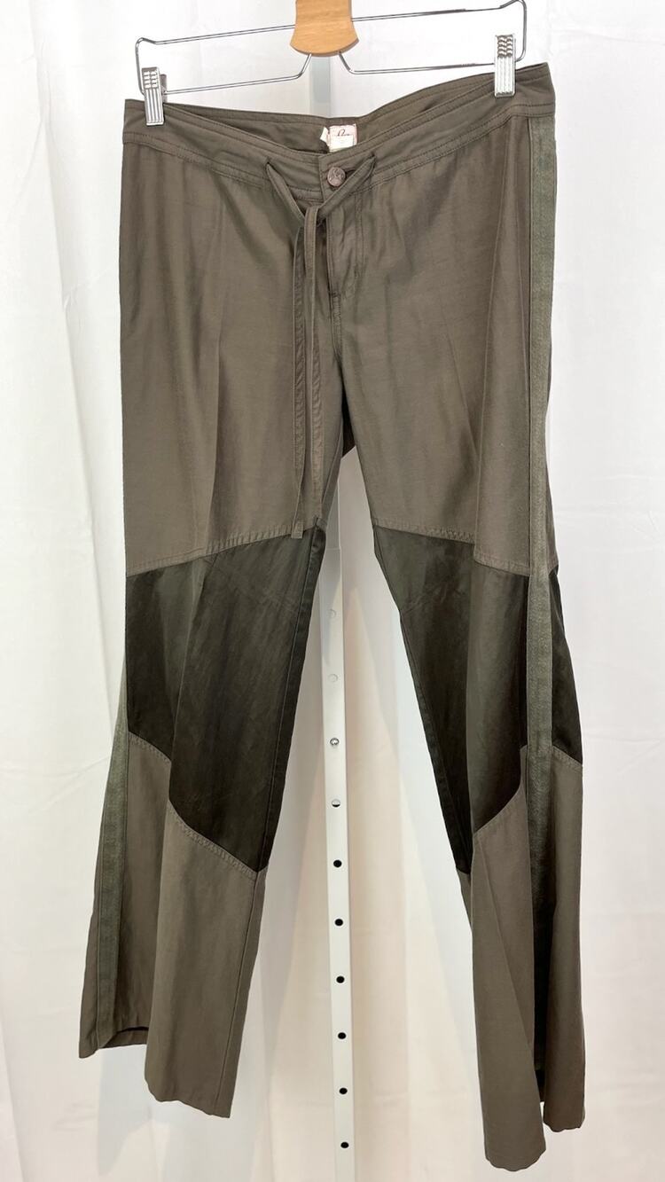 JOIE  Size 6 Colorblock Side Stripe Pants Zip Fly Drawstring Olive Brown